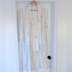 Mason Grey set | BANDED LONG ROBE AND MIDI SLIP IN PINK STARS